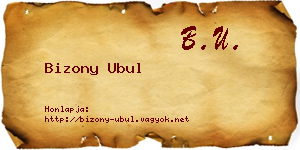 Bizony Ubul névjegykártya
